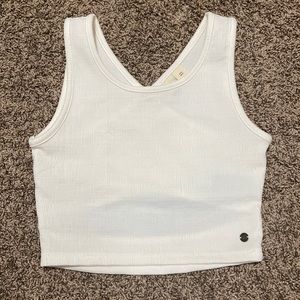 Roxy White Halter Cross Back Cropped Top Size S